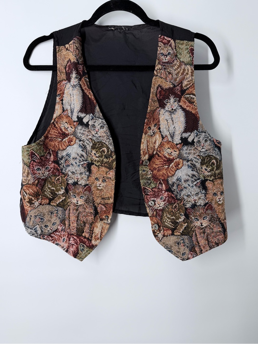 Vintage Cat Tapestry Button-Up Vest - Picture 4 of 6
